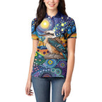 Australian Kookaburra Indigenous Women Polo Shirt Aboriginal Dot Painting