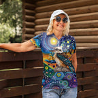 Australian Kookaburra Indigenous Women Polo Shirt Aboriginal Dot Painting