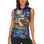 Australian Kookaburra Indigenous Women Sleeveless Polo Shirt Aboriginal Dot Painting