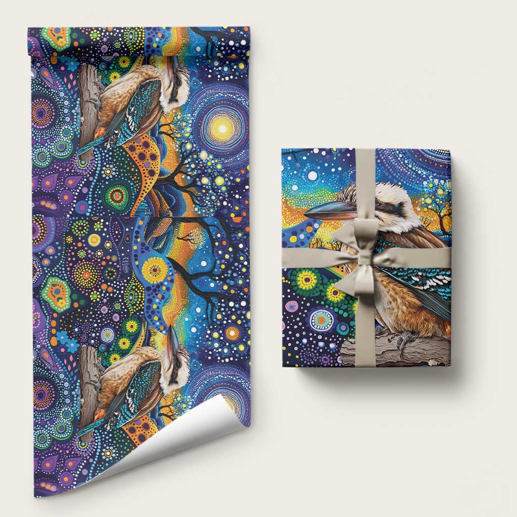 Australian Kookaburra Indigenous Wrapping Paper Aboriginal Dot Painting - Aussie Hoodie