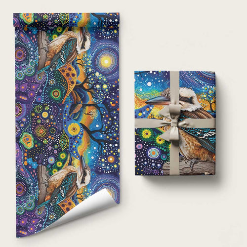 Australian Kookaburra Indigenous Wrapping Paper Aboriginal Dot Painting - Aussie Hoodie