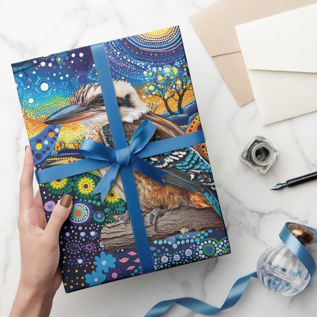 Australian Kookaburra Indigenous Wrapping Paper Aboriginal Dot Painting - Aussie Hoodie
