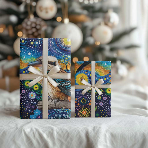 Australian Kookaburra Indigenous Wrapping Paper Aboriginal Dot Painting - Aussie Hoodie
