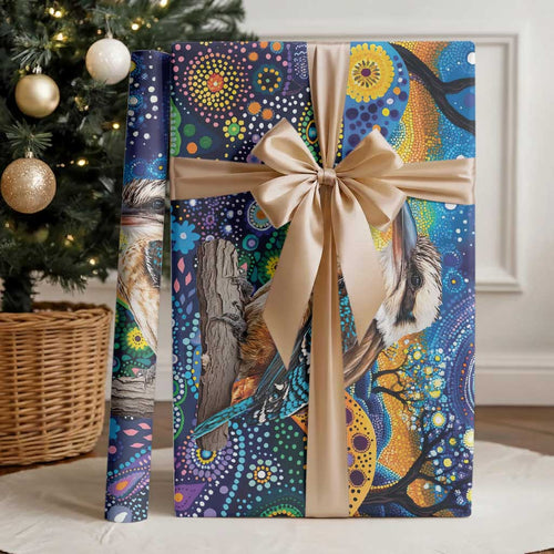 Australian Kookaburra Indigenous Wrapping Paper Aboriginal Dot Painting - Aussie Hoodie