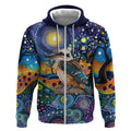 Australian Kookaburra Indigenous Zip Hoodie Aboriginal Dot Painting