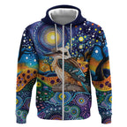 Australian Kookaburra Indigenous Zip Hoodie Aboriginal Dot Painting