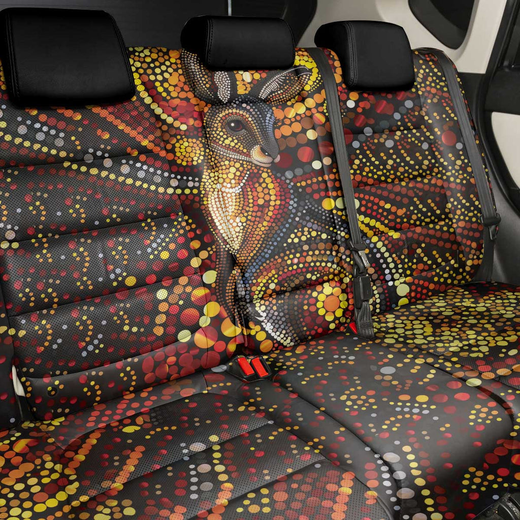 Kangaroo At Night Art Back Car Seat Cover Aboriginal Dot Painting