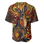 Kangaroo At Night Art Baseball Jersey Aboriginal Dot Painting