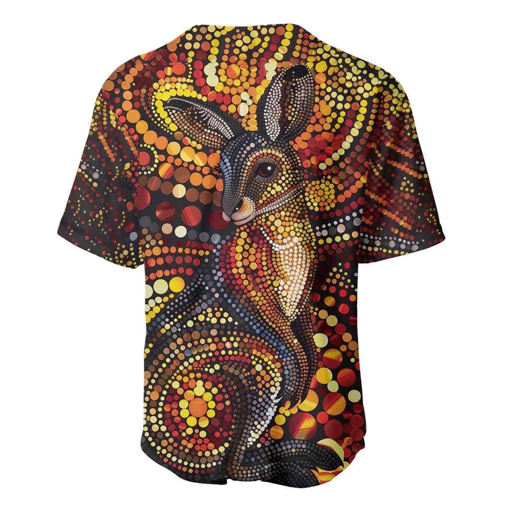 Kangaroo At Night Art Baseball Jersey Aboriginal Dot Painting