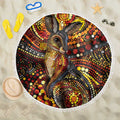 Kangaroo At Night Art Beach Blanket Aboriginal Dot Painting
