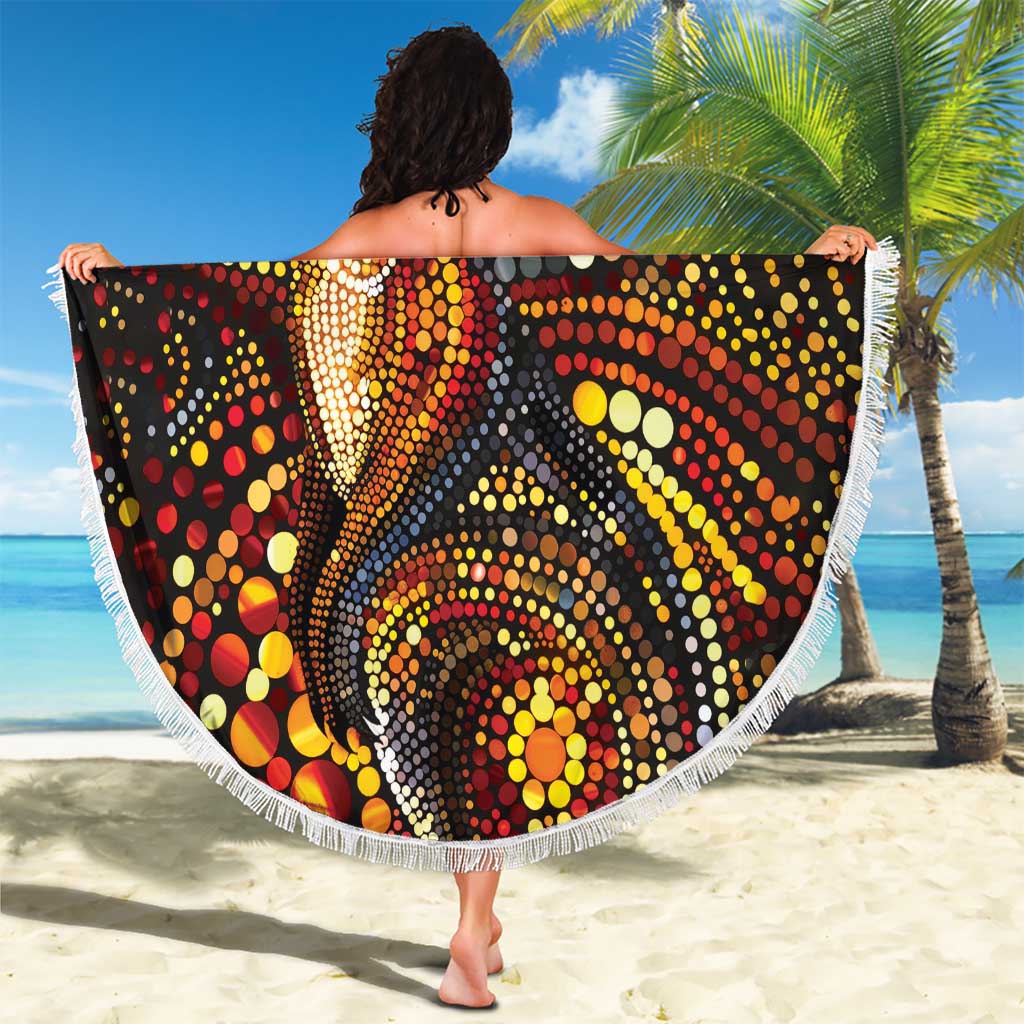 Kangaroo At Night Art Beach Blanket Aboriginal Dot Painting