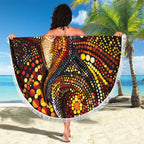 Kangaroo At Night Art Beach Blanket Aboriginal Dot Painting