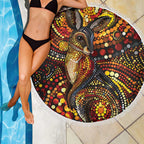 Kangaroo At Night Art Beach Blanket Aboriginal Dot Painting