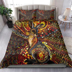 Kangaroo At Night Art Bedding Set Aboriginal Dot Painting