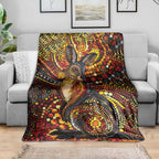 Kangaroo At Night Art Blanket Aboriginal Dot Painting
