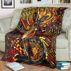 Kangaroo At Night Art Blanket Aboriginal Dot Painting