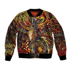 Kangaroo At Night Art Bomber Jacket Aboriginal Dot Painting