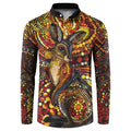 Kangaroo At Night Art Button Sweatshirt Aboriginal Dot Painting
