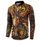 Kangaroo At Night Art Button Sweatshirt Aboriginal Dot Painting
