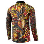 Kangaroo At Night Art Button Sweatshirt Aboriginal Dot Painting