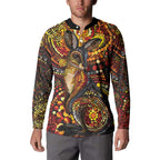 Kangaroo At Night Art Button Sweatshirt Aboriginal Dot Painting