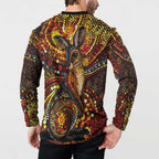 Kangaroo At Night Art Button Sweatshirt Aboriginal Dot Painting