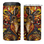 Kangaroo At Night Art 4 in 1 Can Cooler Tumbler Aboriginal Dot Painting