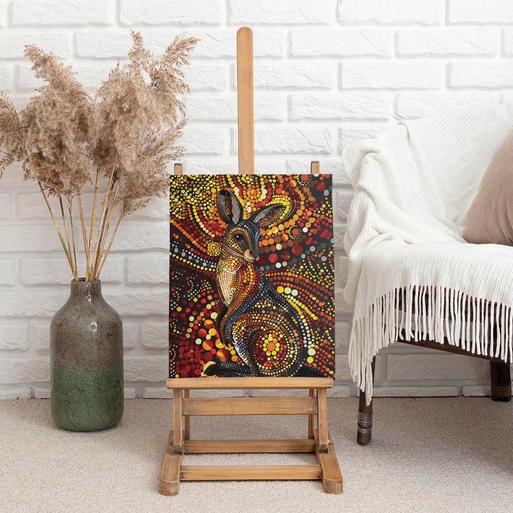 Kangaroo At Night Art Canvas Wall Art Aboriginal Dot Painting