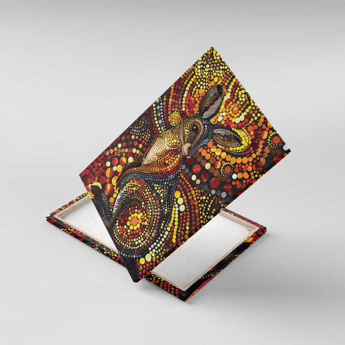 Kangaroo At Night Art Canvas Wall Art Aboriginal Dot Painting