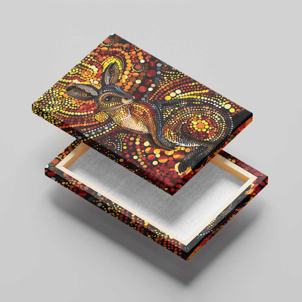 Kangaroo At Night Art Canvas Wall Art Aboriginal Dot Painting