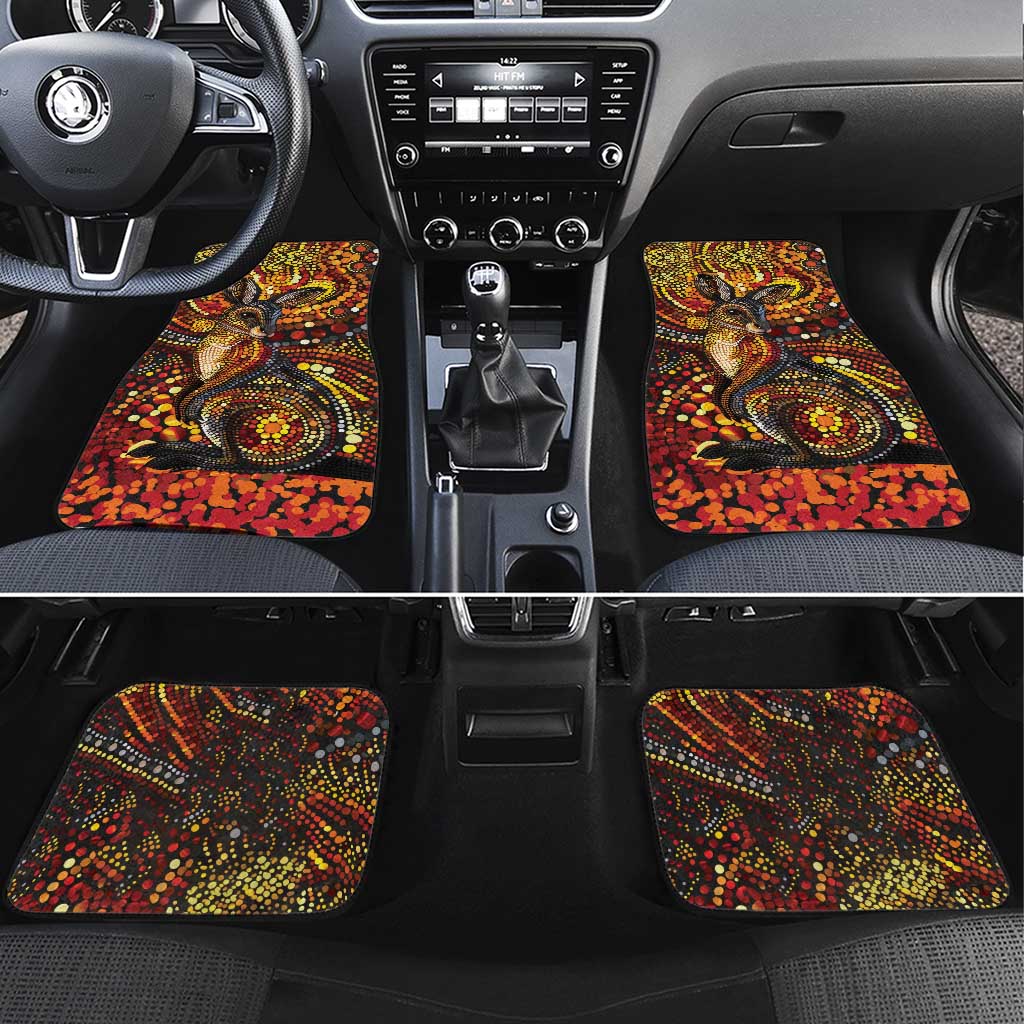 Kangaroo At Night Art Car Mats Aboriginal Dot Painting