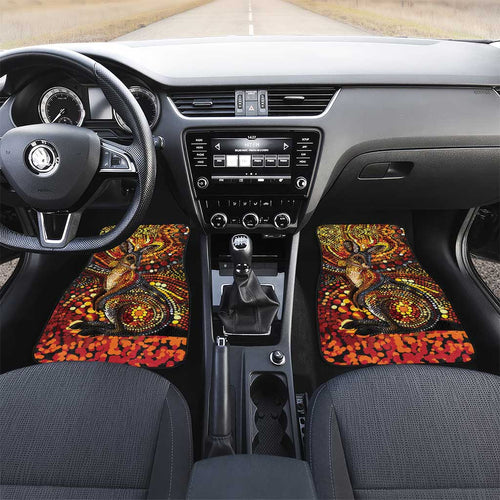 Kangaroo At Night Art Car Mats Aboriginal Dot Painting