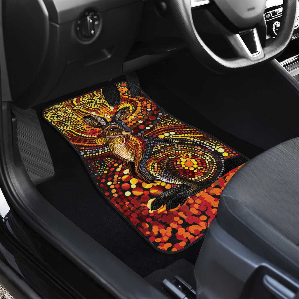 Kangaroo At Night Art Car Mats Aboriginal Dot Painting