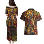 Kangaroo At Night Art Couples Matching Puletasi and Hawaiian Shirt Aboriginal Dot Painting