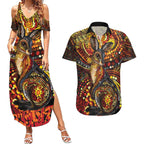 Kangaroo At Night Art Couples Matching Summer Maxi Dress and Hawaiian Shirt Aboriginal Dot Painting