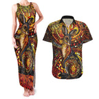 Kangaroo At Night Art Couples Matching Tank Maxi Dress and Hawaiian Shirt Aboriginal Dot Painting