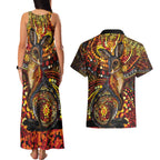 Kangaroo At Night Art Couples Matching Tank Maxi Dress and Hawaiian Shirt Aboriginal Dot Painting