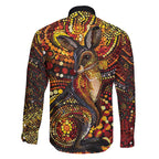 Kangaroo At Night Art Family Matching Long Sleeve Bodycon Dress and Hawaiian Shirt Aboriginal Dot Painting