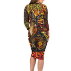 Kangaroo At Night Art Family Matching Long Sleeve Bodycon Dress and Hawaiian Shirt Aboriginal Dot Painting