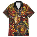 Kangaroo At Night Art Family Matching Mermaid Dress and Hawaiian Shirt Aboriginal Dot Painting