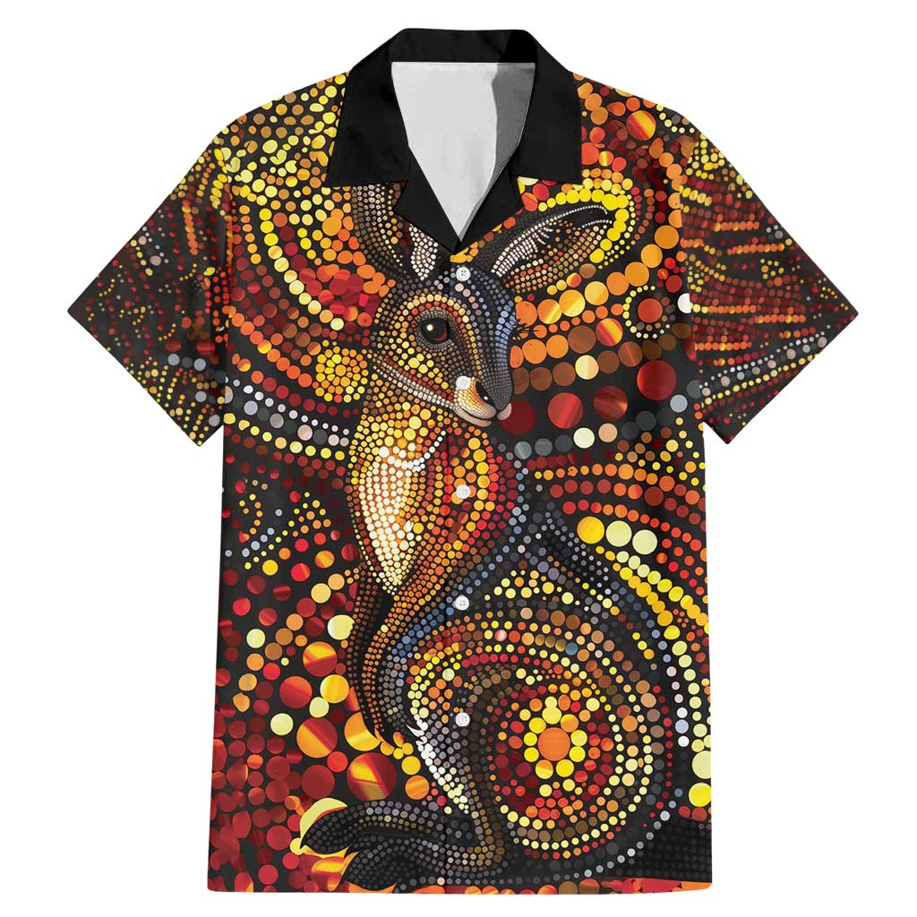 Kangaroo At Night Art Family Matching Mermaid Dress and Hawaiian Shirt Aboriginal Dot Painting