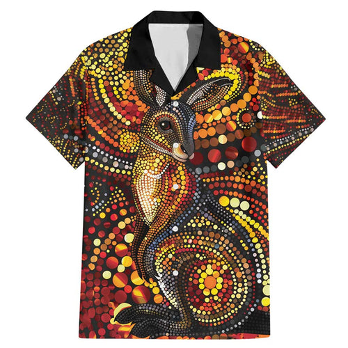 Kangaroo At Night Art Family Matching Mermaid Dress and Hawaiian Shirt Aboriginal Dot Painting