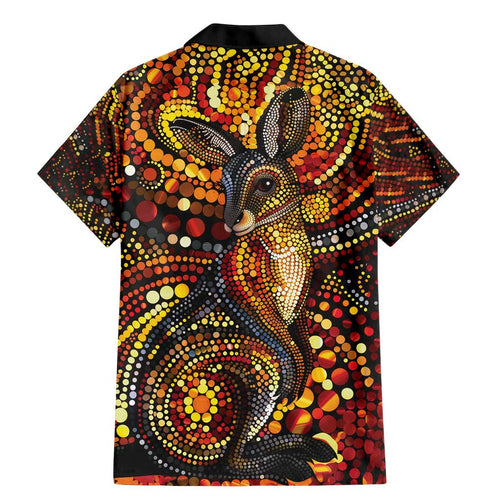 Kangaroo At Night Art Family Matching Mermaid Dress and Hawaiian Shirt Aboriginal Dot Painting