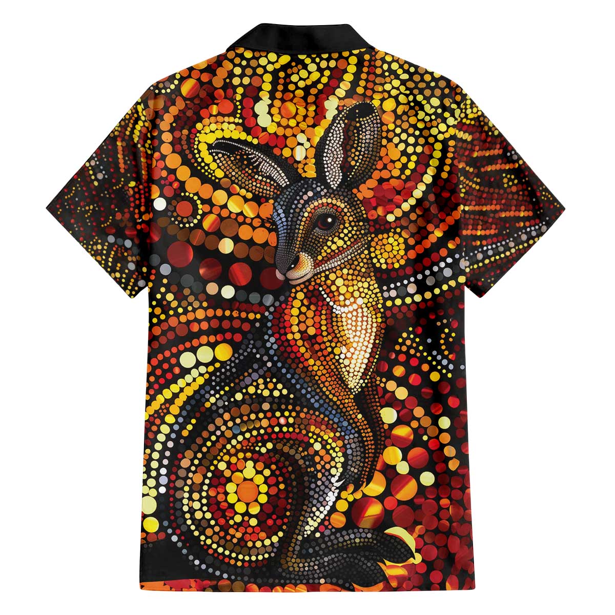 Kangaroo At Night Art Family Matching Off The Shoulder Long Sleeve Dress and Hawaiian Shirt Aboriginal Dot Painting