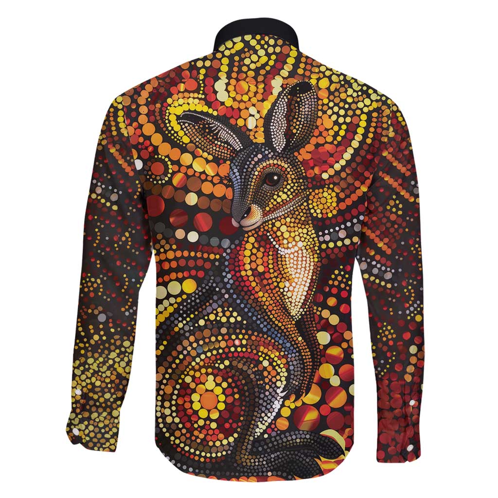 Kangaroo At Night Art Family Matching Off Shoulder Maxi Dress and Hawaiian Shirt Aboriginal Dot Painting