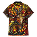 Kangaroo At Night Art Family Matching Off Shoulder Short Dress and Hawaiian Shirt Aboriginal Dot Painting