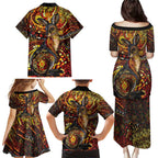 Kangaroo At Night Art Family Matching Puletasi and Hawaiian Shirt Aboriginal Dot Painting