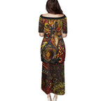 Kangaroo At Night Art Family Matching Puletasi and Hawaiian Shirt Aboriginal Dot Painting
