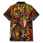 Kangaroo At Night Art Family Matching Short Sleeve Bodycon Dress and Hawaiian Shirt Aboriginal Dot Painting