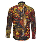 Kangaroo At Night Art Family Matching Short Sleeve Bodycon Dress and Hawaiian Shirt Aboriginal Dot Painting